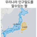 우리나라 땅과 인구밀도 비교 이미지