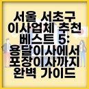 서울 서초구 이사업체 추천 베스트 5: 용달이사에서 포장이사까지 완벽 가이드