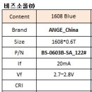 중국 1608 Blue(블루) 중휘도 초저가 led spec 비교 이미지