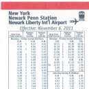뉴욕 Penn Station ＜-＞ 뉴왁공항가는 NJ 트렌짓 열차 시각표입니다. 이미지
