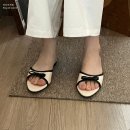 리본 배색 뮬 슬리퍼, 여성 여름 슈즈 라인 착샷 &amp; 후기