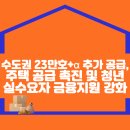 수도권 23만호+α 추가 공급, 주택 공급 촉진 및 청년 등 실수요자 금융지원 강화 이미지