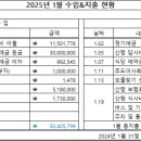 25년 1월 수입&amp;지출 현황 이미지