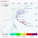 제8호 태풍 "너구리" 예상 경로 이미지