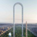 뉴욕의 빅 벤드 (Big Bend) 스카이 스크래퍼를 "세계에서 가장 긴 건물"로 상상 이미지
