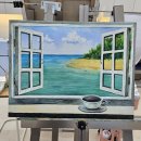아크릴화로 나만의 멋진 캔버스 액자 그리기 | [서울 성인미술] 휴가, 주말 연휴_창문 넘어 바다로 떠나는 그림그리기