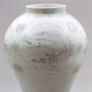 경기도 국보 -﻿백자 청화산수화조문 항아리[ White Porcelain Jar with Landscape, Flower and Bir 이미지
