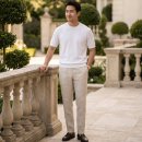 남성 니트 반팔, 프리미엄 니트, 고급 반팔 니트, 남성 데일리룩, 남자 반팔 니트 이미지