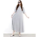 유현패브릭 | 여름 반팔 데일리룩! 그레이 카라넥 루즈핏 롱 원피스, 편안함과 날씬한 코디 추천,여자 옷 쇼핑몰...