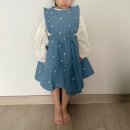 메리앤디자인 | 아기 데님 멜빵 원피스 추천 메리앤본 100사이즈 후기 (자수 블라우스 코디)
