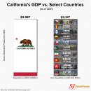 캘리포니아의 GDP를 국가와 비교하여 시각화 이미지