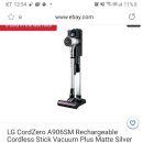 [이베이] 엘지 코드제로 A906SM Rechargeable Cordless Stick Vacuum 206.51불 이미지