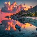 노을바다풍경 이미지