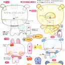 [펠트 공예 -펠트 무료도안] 귀여운 강아지 , 토끼 캐릭터-일본 잡지 이미지