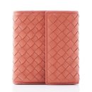 BOTTEGAVENETA(보테가베네타) 509378 핑크 레더 HIBISCUS 인트레치아토 여성용 2단 반지갑 이미지