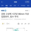 강원 고성에 시간당 90mm 이상 집중호우, 침수 주의 이미지