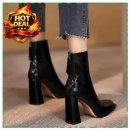 S019 | 리뷰순위스트셀러 하이힐 앵클 부츠 여성 가을 겨울 시즌 모던 스타일 네모난 머리 스틸레토 2026 추천