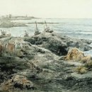 포구와 목선 이미지