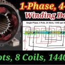 single phase, 4 poles, 24 slots winding diagram 이미지