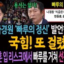 나경원 &#39;빠루의 정신&#39; 발언한 다음날! 국힘! 또 걸렸다! 한동훈 입 리스크에서 &#39;빠루의 정신&#39;을 거쳐 또다시 국회선진화법 위반으로!ㅋ 이미지