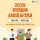 2025년 주민등록 사실조사 실시에 적극 동참합시다! 이미지