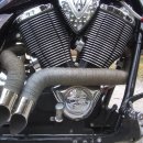 Corbin custom saddlebag and Conquest Customs Ground Pounder Modular Exhaust System 이미지