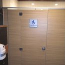 신형 HPM 우드 지브라 색상의 접이식 장애인화장실 칸막이(경기도 안양시 **호텔 화장실 큐비클) 이미지