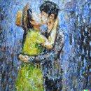 [Dall-e] 비오는 날 서로 키스를 하는 연인의 모습 이미지