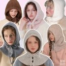 플러피 퍼피 | 니트 바라클라바 후드 단추 추천템 겨울 여성 모자