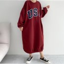 빅데일리커피 | 편하게 입기 좋은 USA 레터링 와인 롱 원피스 데일리룩 코디 후기