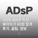 60점 | 2026 ADsP 독학 벼락치기 60점 합격 후기, 꿀팁, 정보 | 제 48회