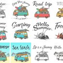 vintage hippie van print design 이미지