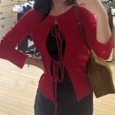 레드업 | 여자 가을가디건 추천 | 시티브리즈 니트 레이스업 가디건 레드 착용 후기