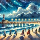 빛나는 파도의 춤 빛 이미지