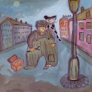 나무 밑 고양이 이미지