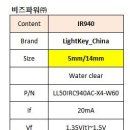 중국제조회사_5mm, IR940, 20mA, Water clease lens LED SPEC 비교 이미지