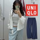 163 | 입자마자 느좋.. 유니클로 소라색 팬츠🤍｜스웨트와이드팬츠 163cm M사이즈 후기