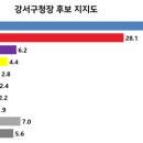 강서구청장 보궐선거 후보 지지도, 民 진교훈 39.4%, 國 김태우 28.1% 이미지