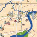 중국 상하이 관광명소 지도 및 상하이 지하철노선도 이미지