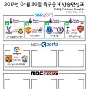 2017년 4월 30일 (일요일) 축구중계 방송편성표 이미지