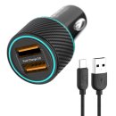 프라임큐 고속 3.0 36W 2포트 LED 차량용 C타입 8핀 충전기 고속충전 케이블 세트 이미지