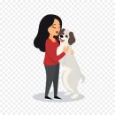 Cute girl kissing puppy enjoying communication with beloved pet 이미지