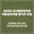 대구시종합복지회관 | [대구 종합복지회관] 초등학생·부모 대상 심리치료 프로그램 모집
