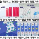 오늘 중부 다시 늦더위 ~~~ 남부, 제주 중심 가끔 비 이미지