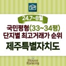2024-07 ~ 2024-08 제주특별자치도 은평구 국민평형(84㎡ 33~34평) 순위 - 집순위 HouseRanking