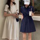 [반팔원피스] 다안언니 카라 배색 허리 스트링 롱원피스 네이비 취향저격 착용 후기