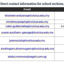 Direct contact information for school sections. 이미지