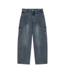 시즈핏 | [광고][데일리룸 X 시즈] 벌룬 레그 밀 데님 카고 팬츠 [미드 블루]