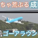 나리타 공항 착륙 중 측풍 때문에 복행하는 대한항공 A321 이미지