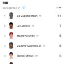 현재 WBC 타점 순위 이미지